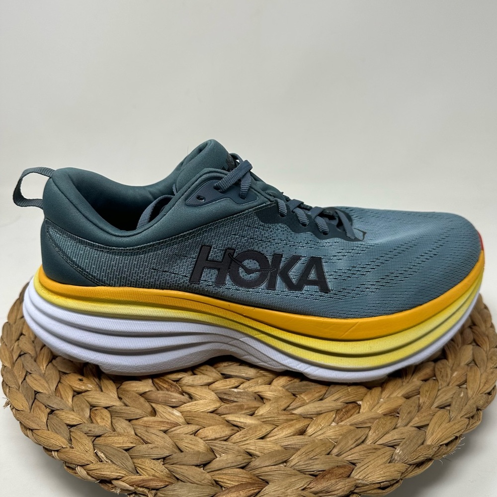 HOKA ONE Bondi 8 Running Shoes Goblin Blue Mountain Spring Size 9.5 WIDE